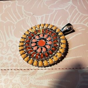 Clip on coral stone pendant